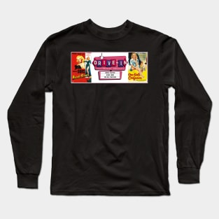 Drive-In Double Feature - Blonde Sinner & One Girl's Confession Long Sleeve T-Shirt